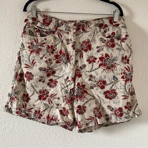 Jones New York Lenin Cotton Blend Floral Print Shorts Women Sz 14